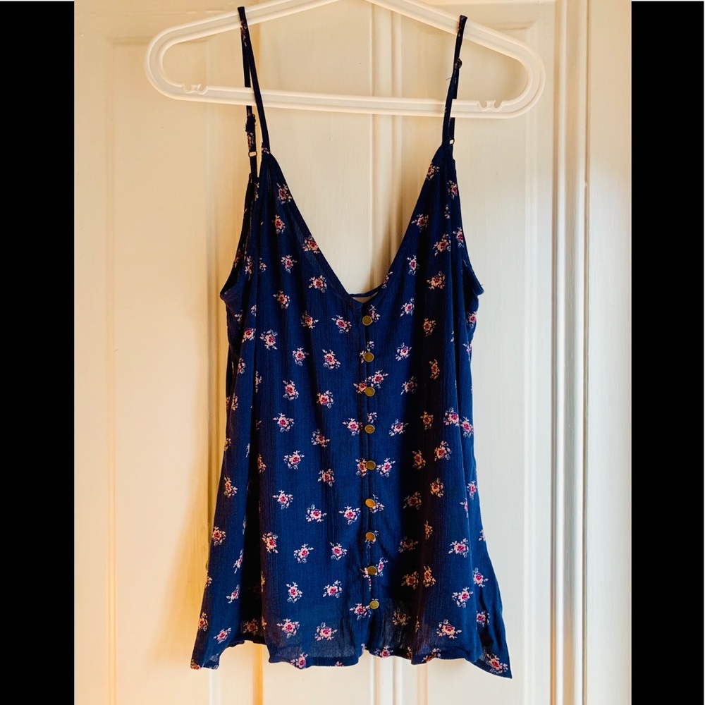 Navy floral tank top